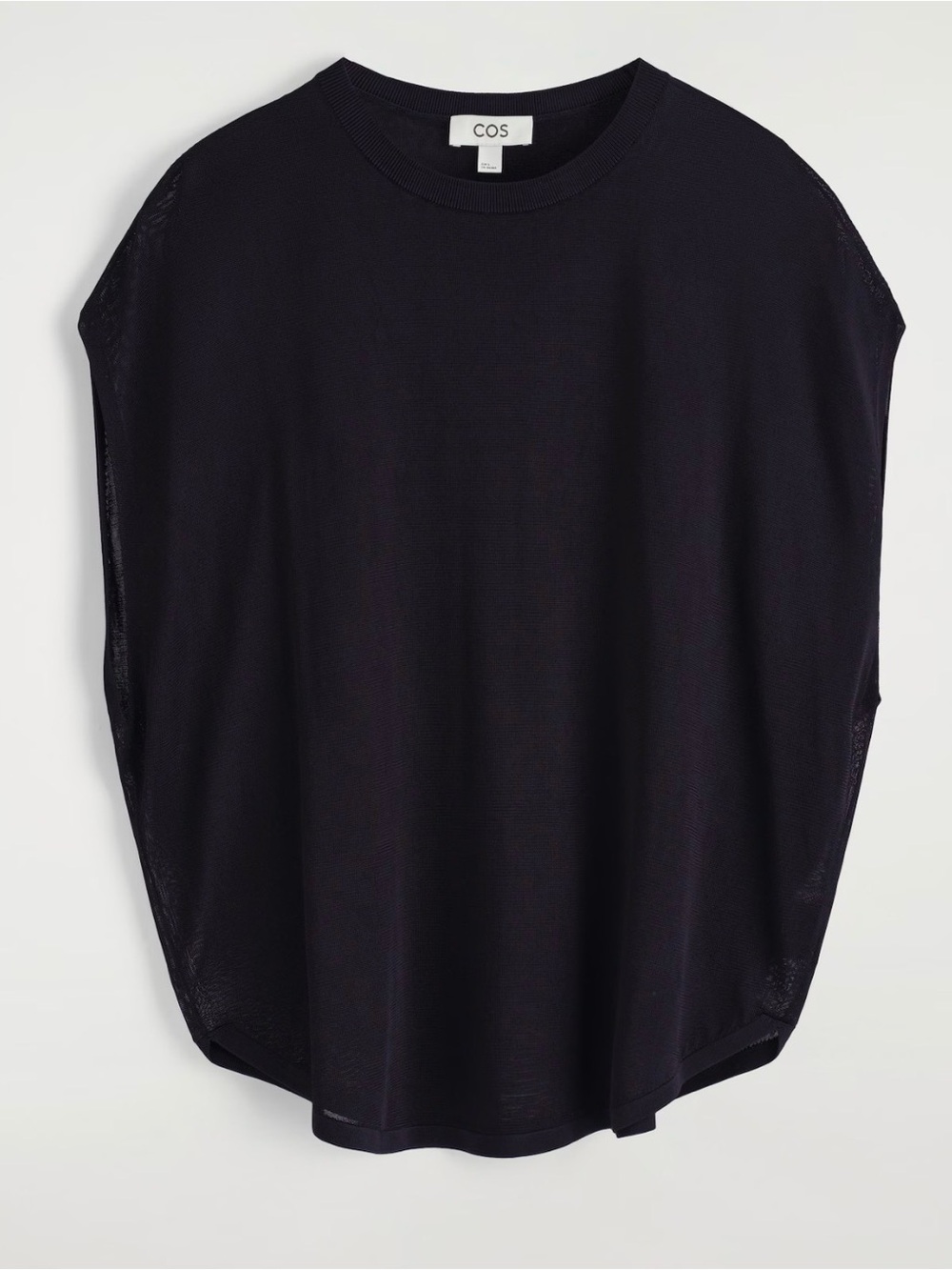 COS Knitted Circle-Cut T-Shirt Black Size XS - Picture 3 of 6